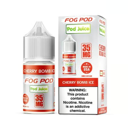 Cherry Bomb Ice Pod Juice x Fog Pod Salts 30mL 35mg with packaging