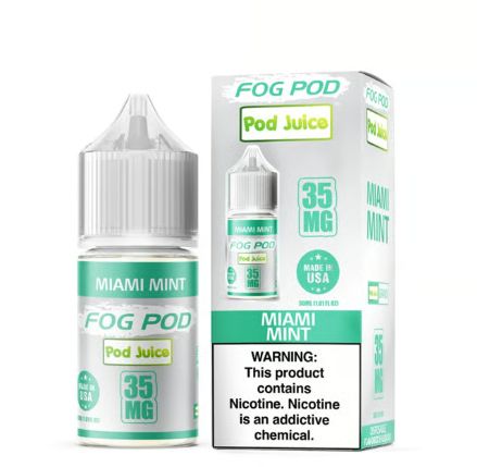 Miami Mint Pod Juice x Fog Pod Salts 30mL 35mg with packaging