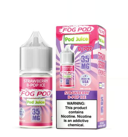 Strawberry B-Pop Ice Pod Juice x Fog Pod Salts 30mL 35mg with packaging