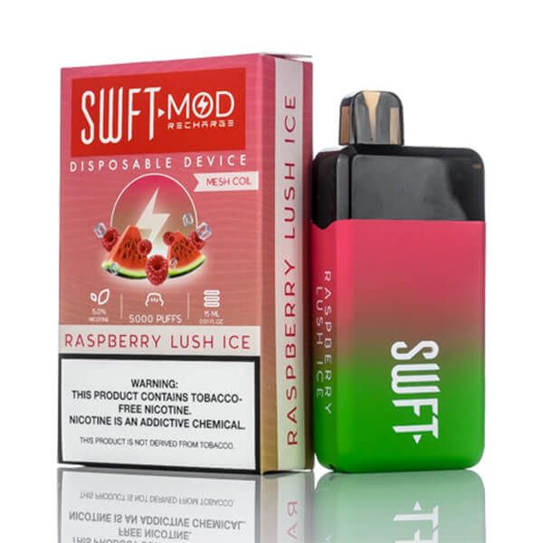 SWFT Mod 5K Puff Disposable Raspberry Lush Ice with packaging