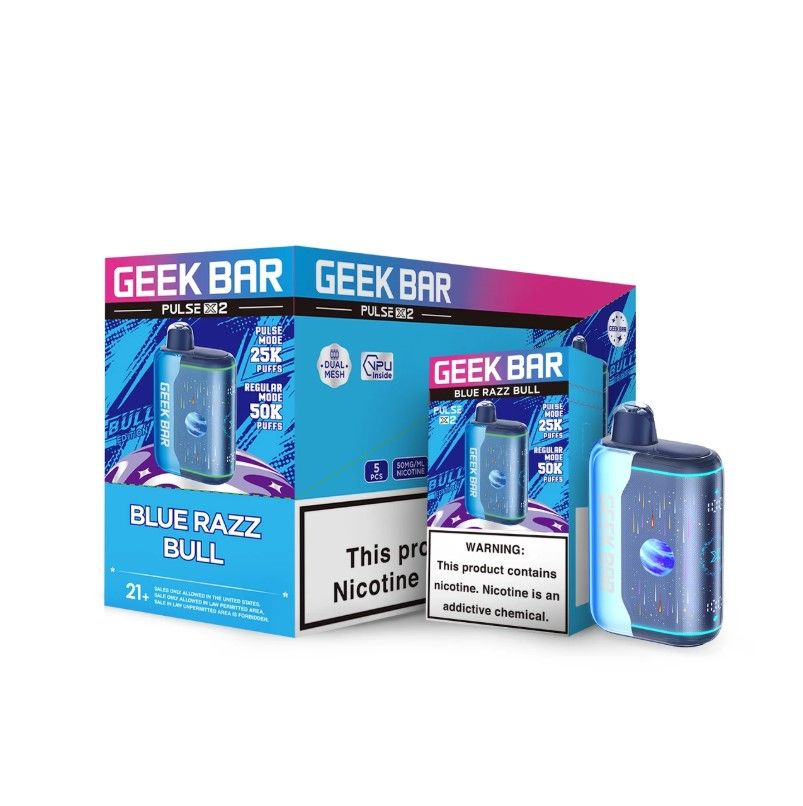 Geek Bar Pulse X2 50K Disposable Blue Razz Bull with Packaging