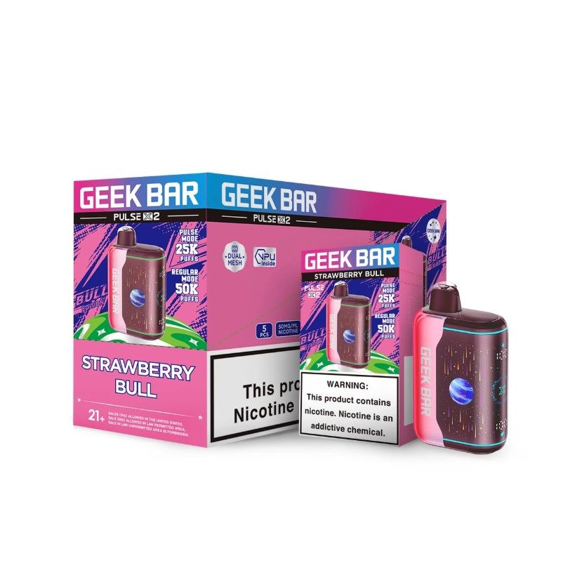 Geek Bar Pulse X2 50K Disposable Strawberry Bull with Packaging