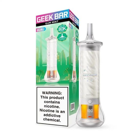 Geek Bar Burj 80K Disposable Gum Mint with packaging