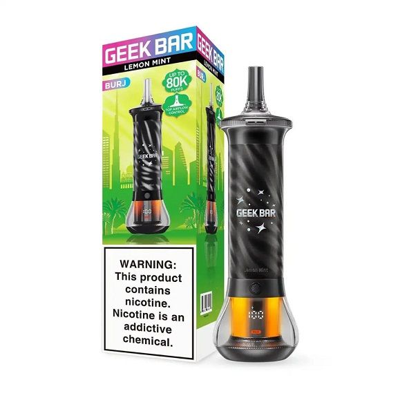 Geek Bar Burj 80K Disposable Lemon Mint with packaging