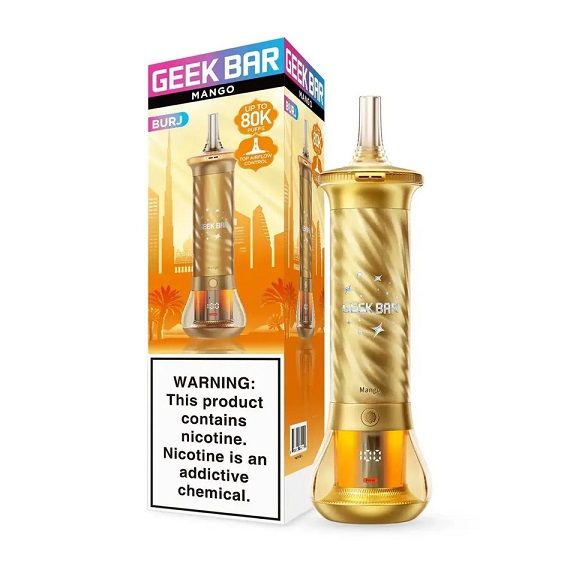 Geek Bar Burj 80K Disposable Mango with packaging