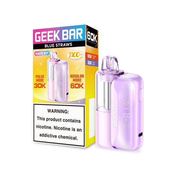 Geek Bar Mate 60K Disposable + Power Dock Blue Straws with packaging