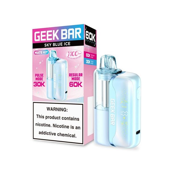 Geek Bar Mate 60K Disposable + Power Dock Sky Blue Ice with packaging