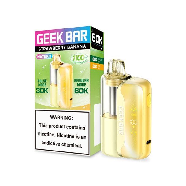Geek Bar Mate 60K Disposable + Power Dock Strawberry Banana with packaging