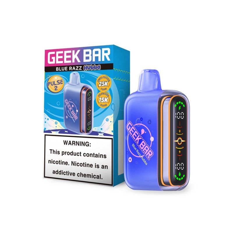Geek Bar Pulse 2 25K Disposable Hubba Edt. Blue Razz Hubba with packaging