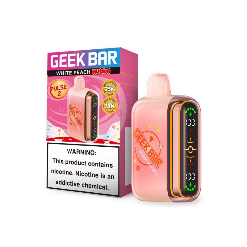 Geek Bar Pulse 2 25K Disposable Hubba Edt. White Peach Hubba with packaging