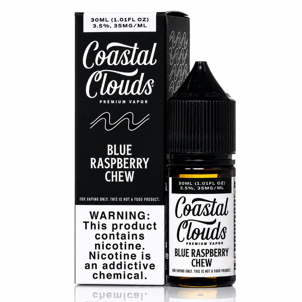 Blue Raspberry Chew Coastal Clouds Salts 30mL with packaging