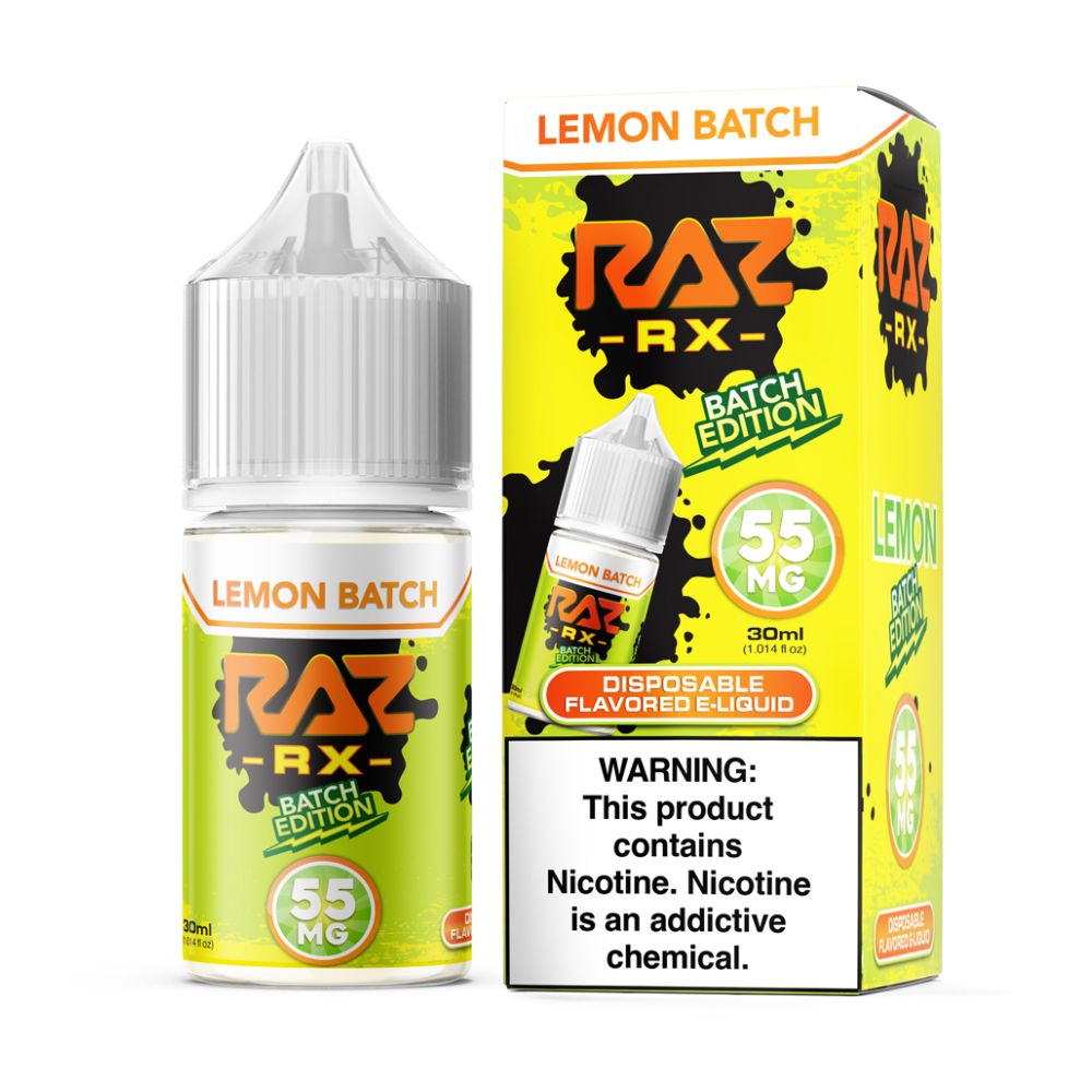 Lemon Batch Pod Juice x RAZ Salts 30ml Batch Edt. 55mg with packaging