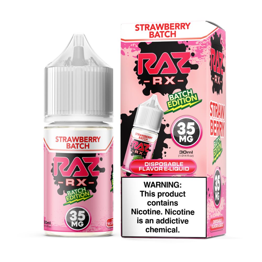 Strawberry Batch Pod Juice x RAZ Salts 30ml Batch Edt. 35mg with packaging