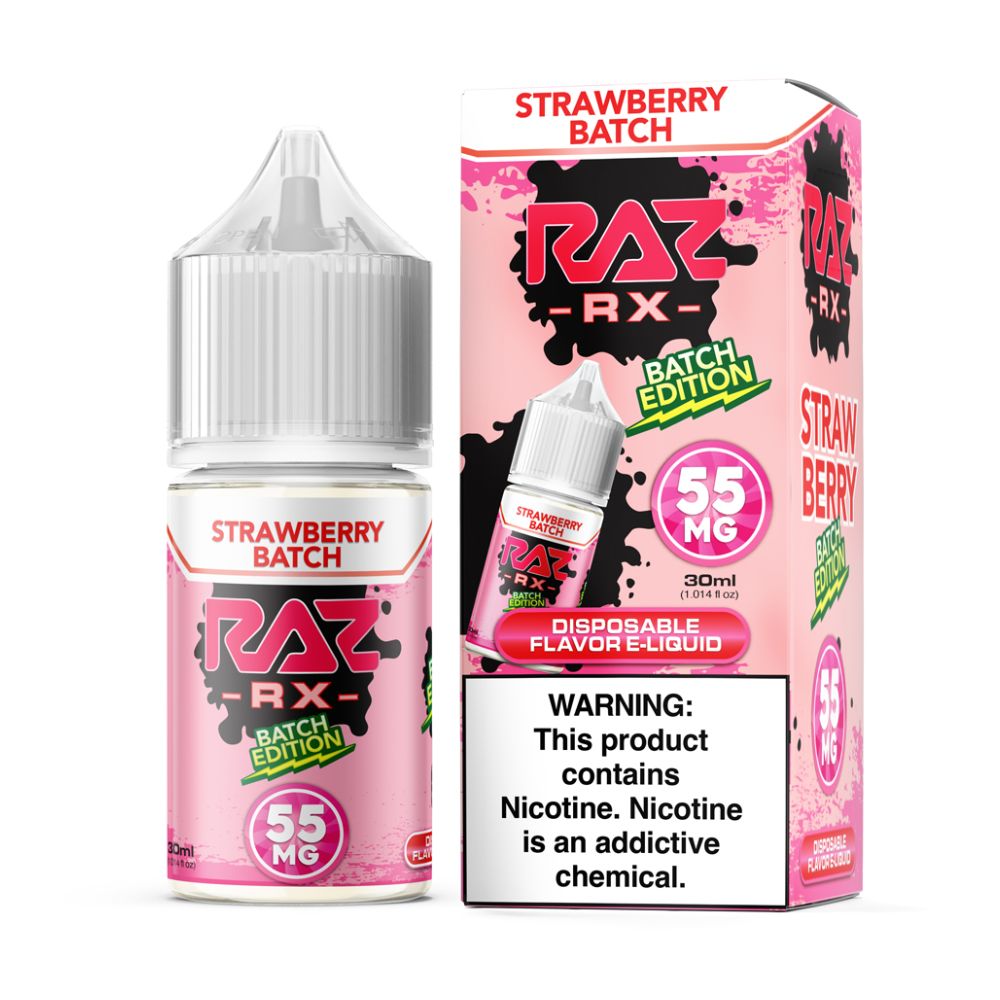 Strawberry Batch Pod Juice x RAZ Salts 30ml Batch Edt. 55mg with packaging