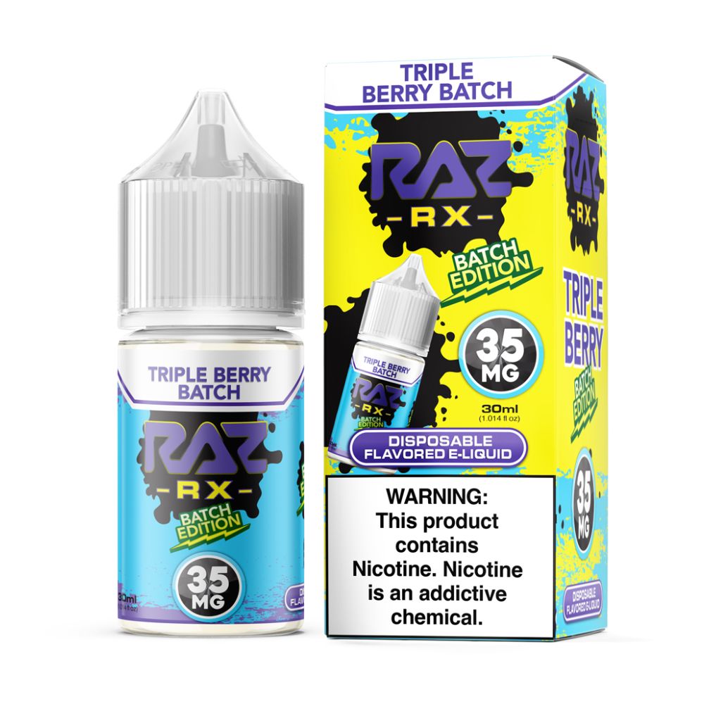 Triple Berry Batch Pod Juice x RAZ Salts 30ml Batch Edt. 35mg with packaging