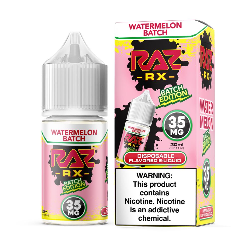 Watermelon Batch Pod Juice x RAZ Salts 30ml Batch Edt. 35mg with packaging