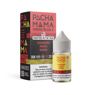 Strawberry Orange Banana Pachamama+ Nixodine Salts 30mL 25mg with packaging