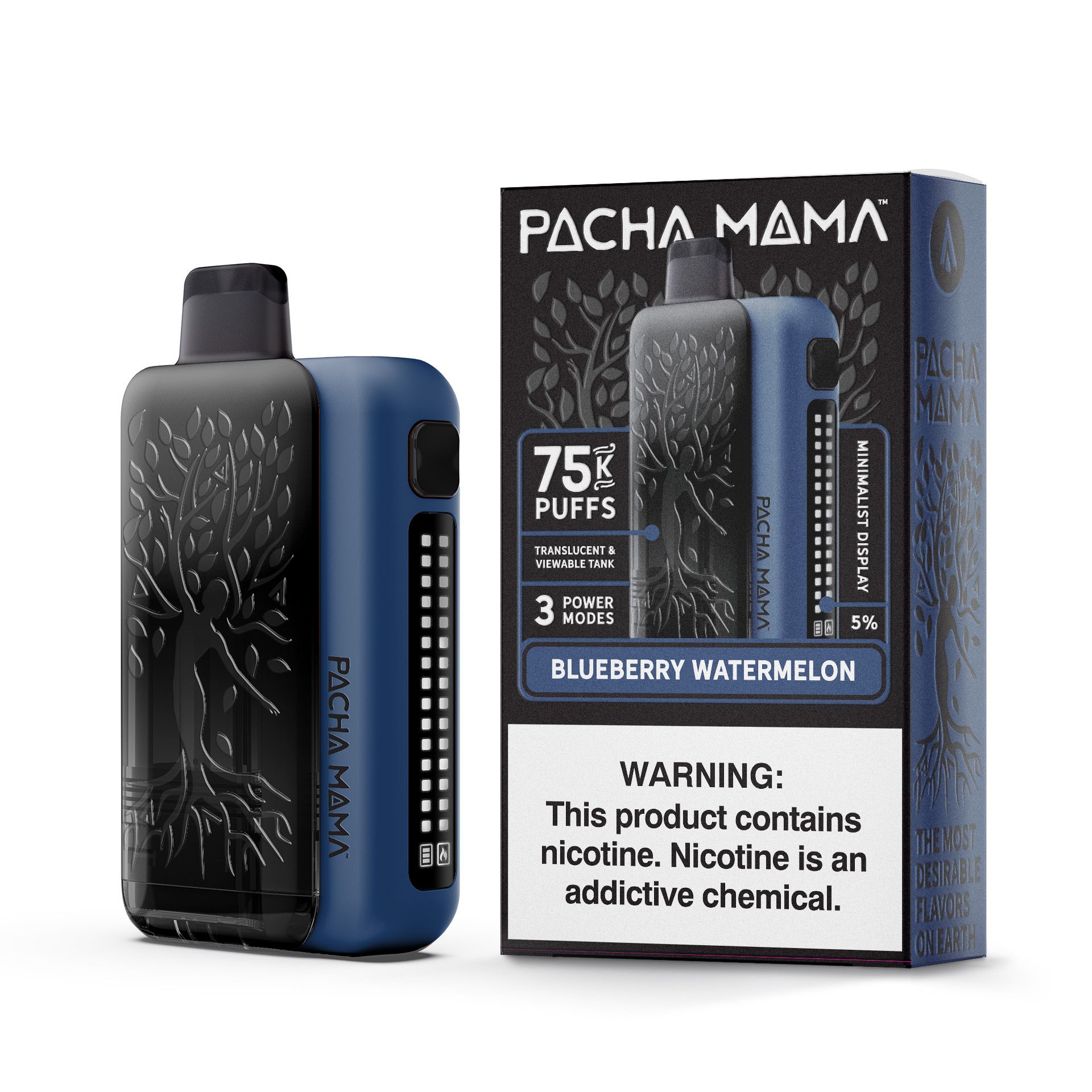 Pachamama 75K Puff Disposable Blueberry Watermelon with packaging