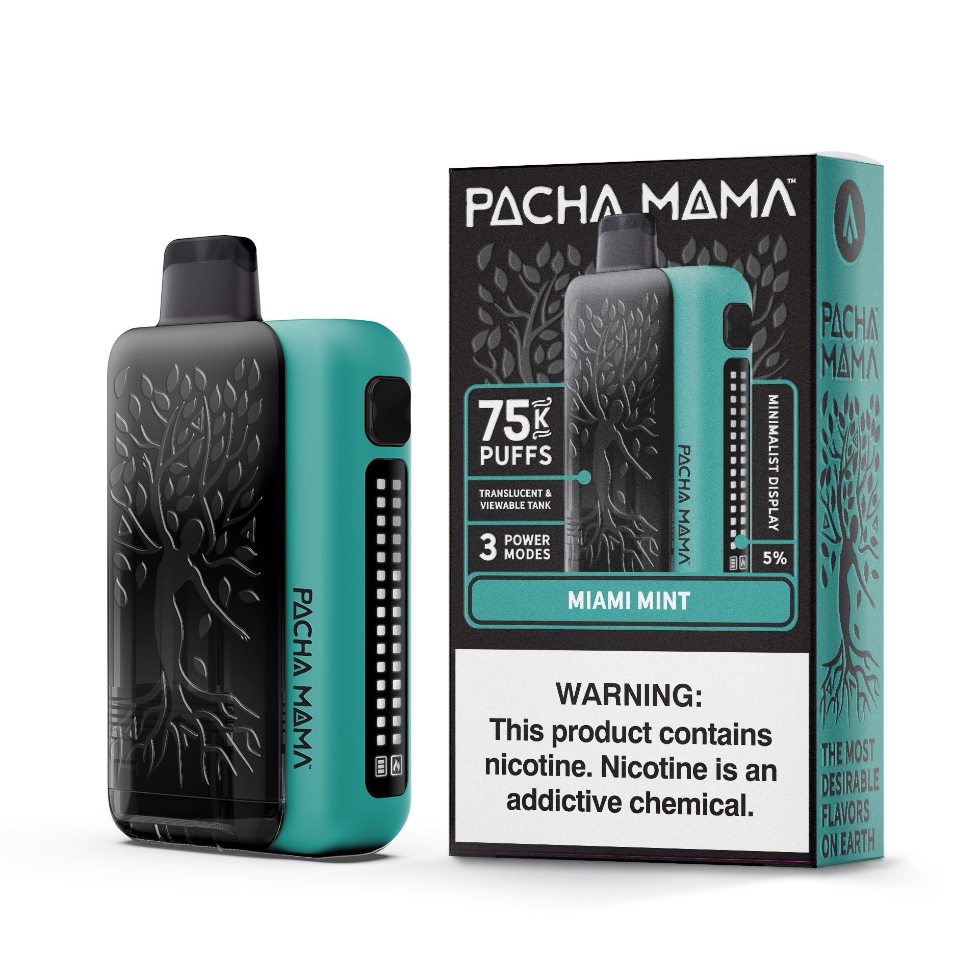 Pachamama 75K Puff Disposable Miami Mint with packaging