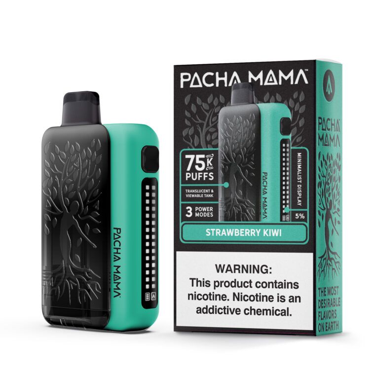 Pachamama 75K Puff Disposable Strawberry Kiwi with packaging