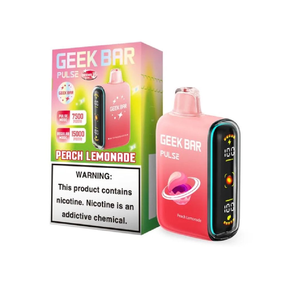Geek Bar Pulse Disposable Peach Lemonade with packaging