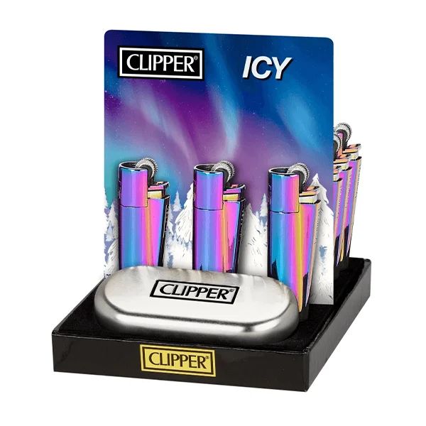 Clipper CMP11 Metal Flint Lighter (DSPLY 12pc) Icy with packaging