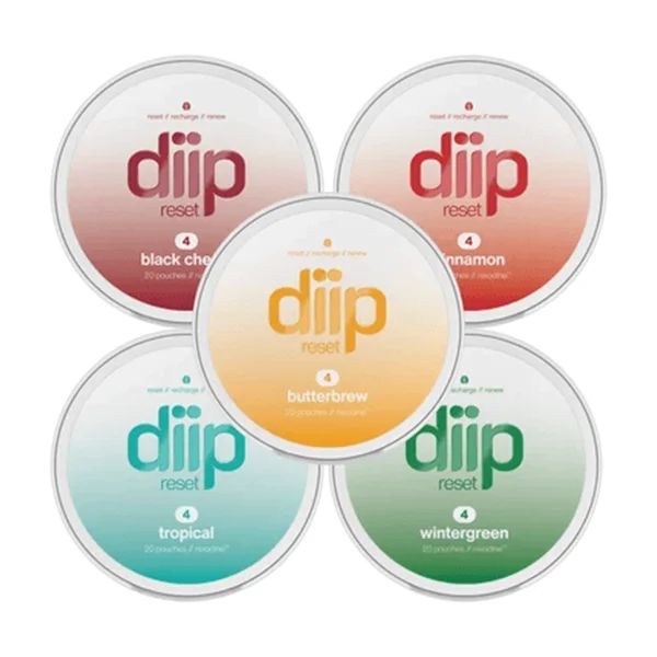 DIIP Nicotine Pouches (DSPLY 5pc)(20ct Can) Group Photo
