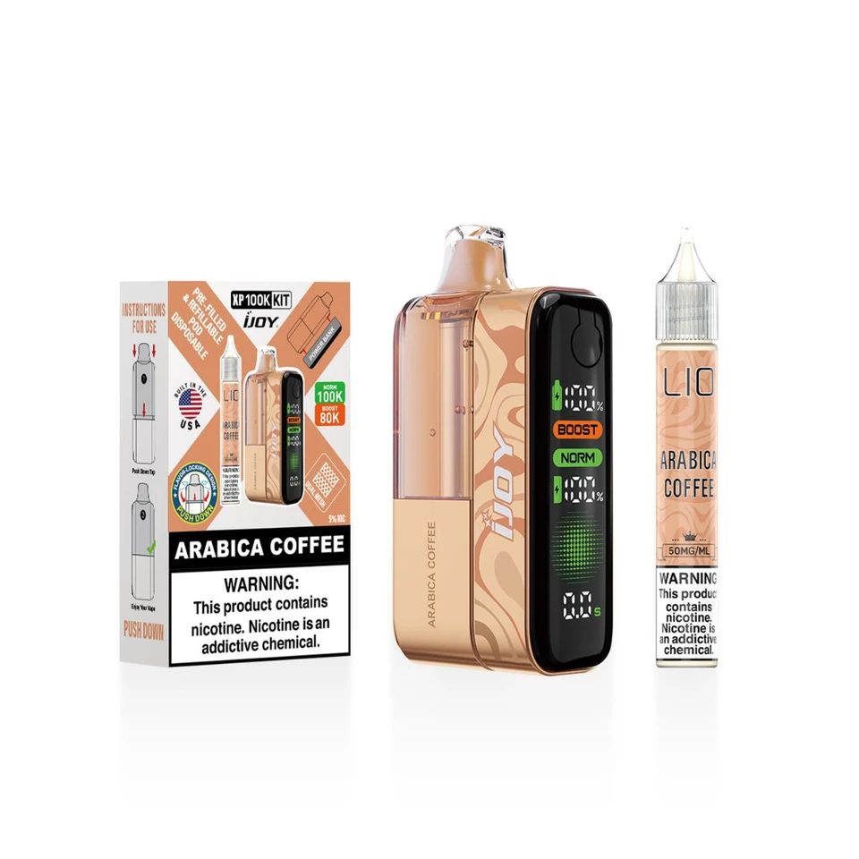 iJoy XP100K 100K Disposable + 15mL Liq Salts Arabica Coffee with packaging