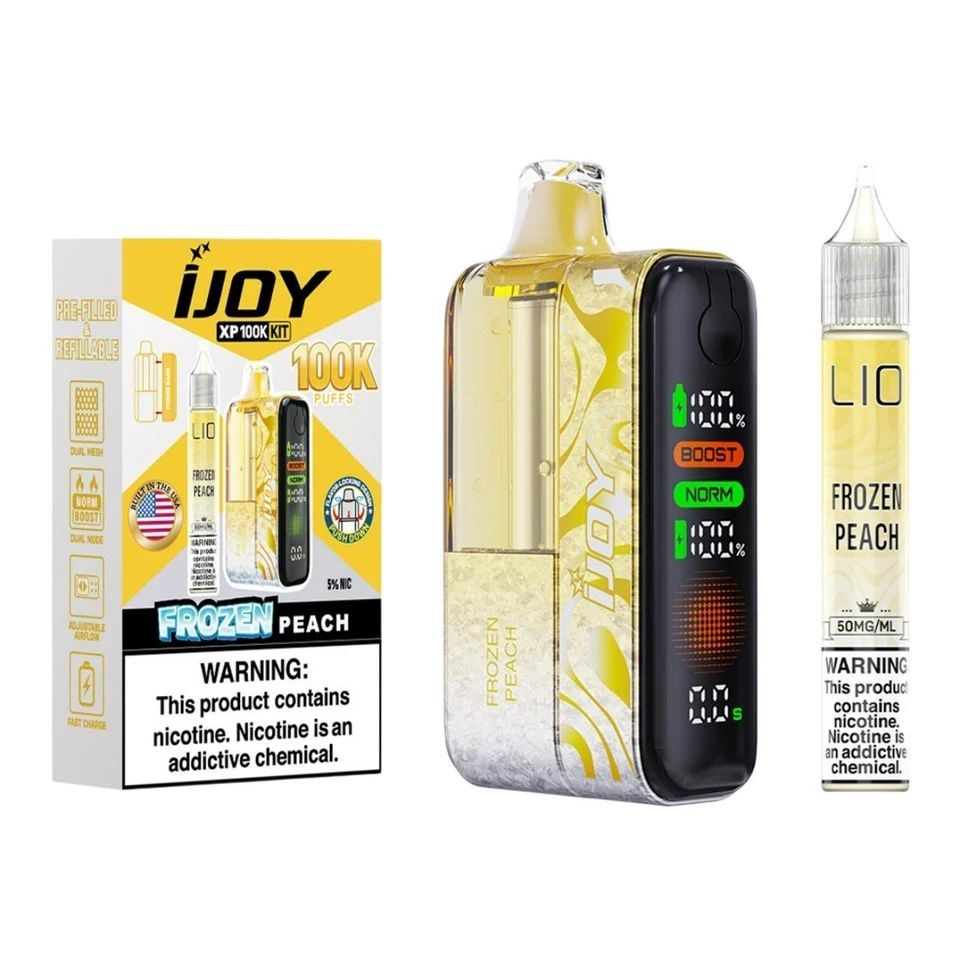 iJoy XP100K 100K Disposable + 15mL Liq Salts Frozen Peach with packaging