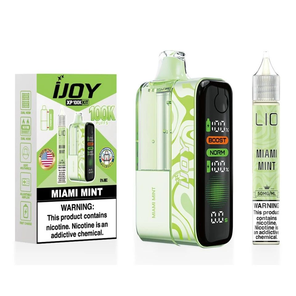 iJoy XP100K 100K Disposable + 15mL Liq Salts Miami Mint with packaging