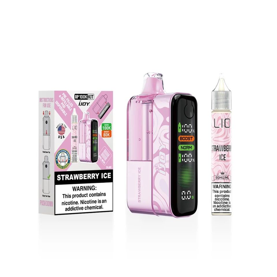 iJoy XP100K 100K Disposable + 15mL Liq Salts Strawberry Ice with packaging