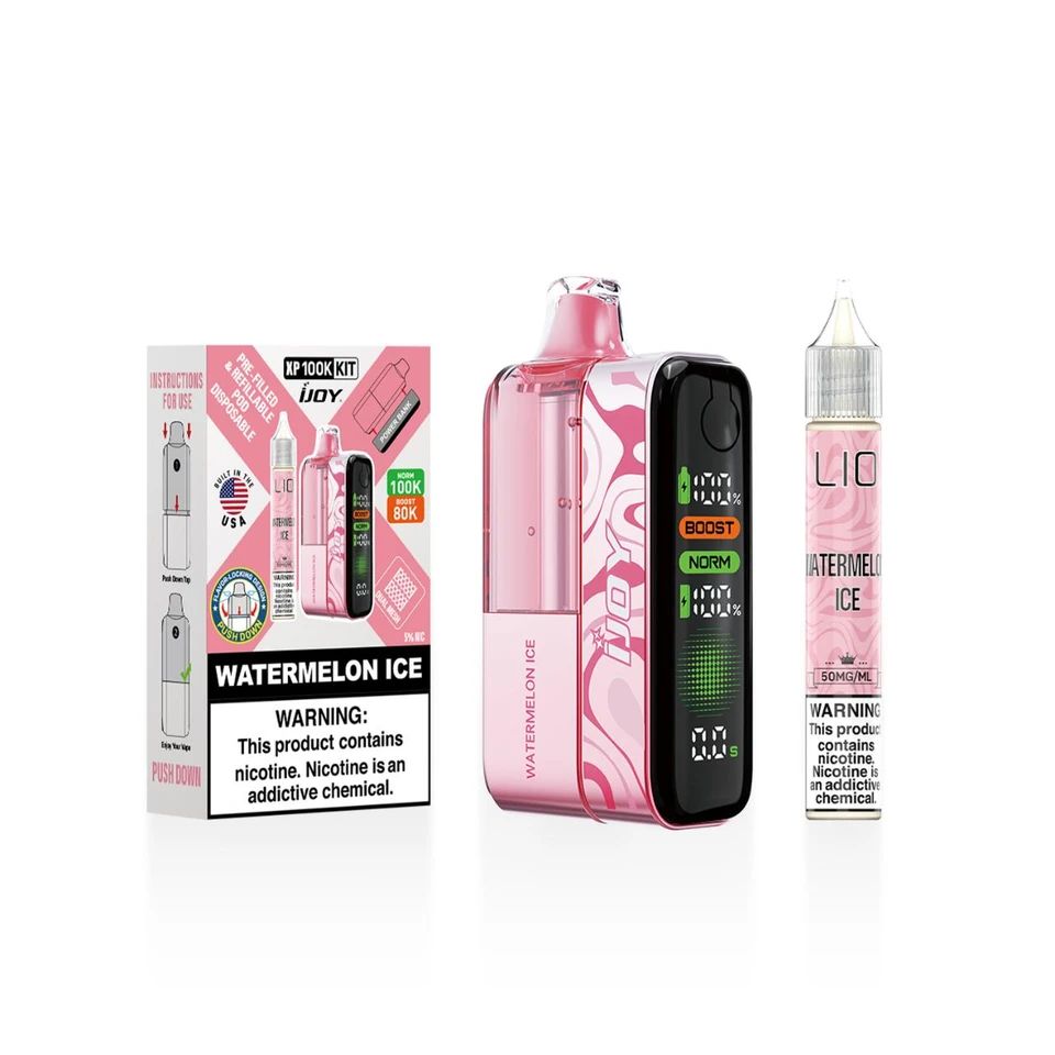 iJoy XP100K 100K Disposable + 15mL Liq Salts Watermelon Ice with packaging