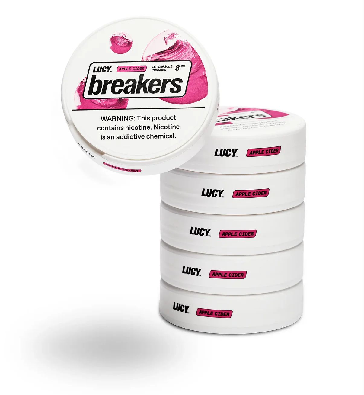 Lucy Breakers Nicotine Capsule Pouches (15ct Can)(5-Can Pack) Apple Cider