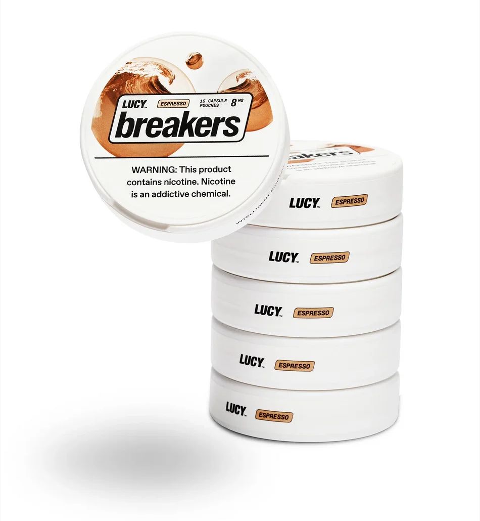 Lucy Breakers Nicotine Capsule Pouches (15ct Can)(5-Can Pack) Espresso