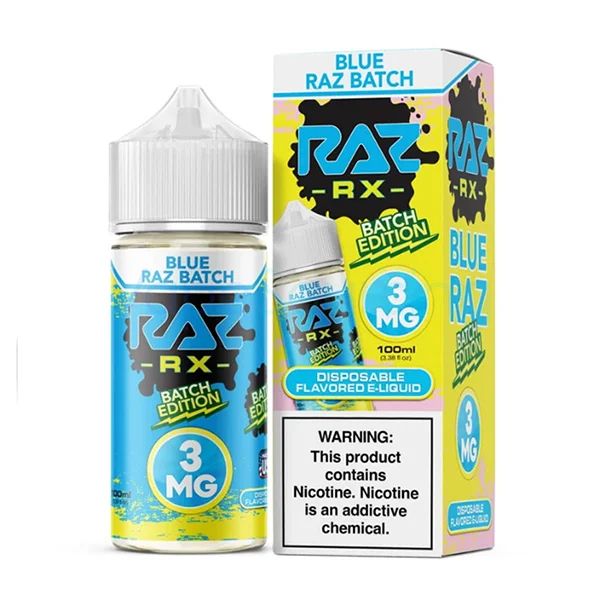 Blue Raz Batch Pod Juice x RAZ 100mL 3mg packaging
