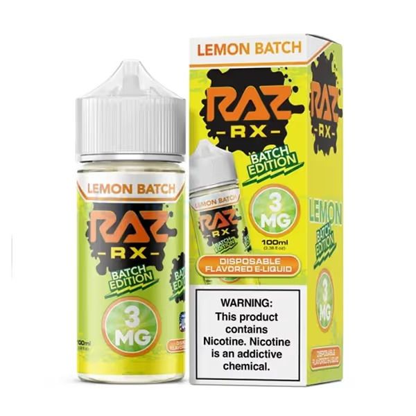 Lemon Batch Pod Juice x RAZ 100mL 3mg with packaging