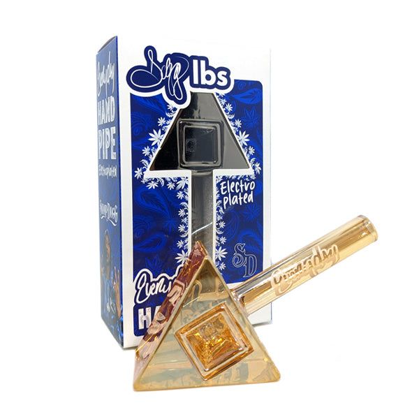 Dogg Lbs (Hand Pipe) 4" Everyday Electro Plated Tri-Prism Gold with packaging