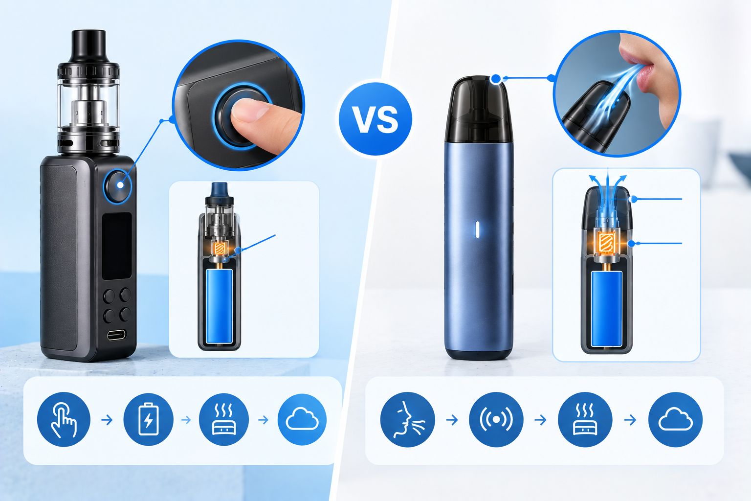 Button-Fired vs. Draw-Activated Vapes: How Each System Works